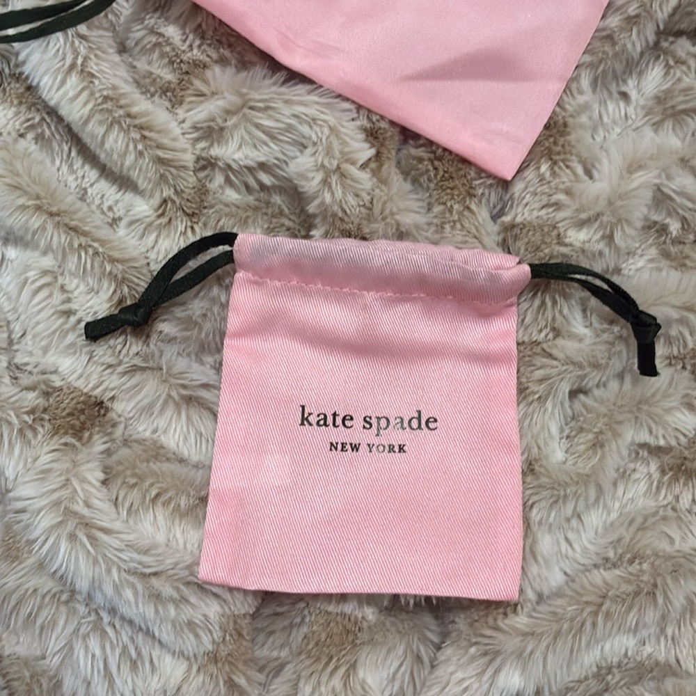 Kate Spade Blush Pink Satin small jewelry pouches / drawstring dust bags lk new - Picture 5 of 14